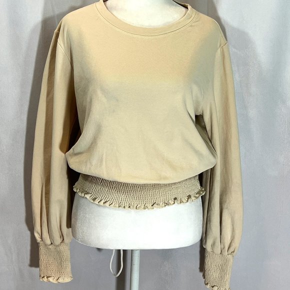 Spiritual Gangster Tops - LN Spiritual Gangster Natural or Cream Elasticized Smocked Sweatshirt Si…